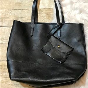 J Crew lg leather bucket tote bag